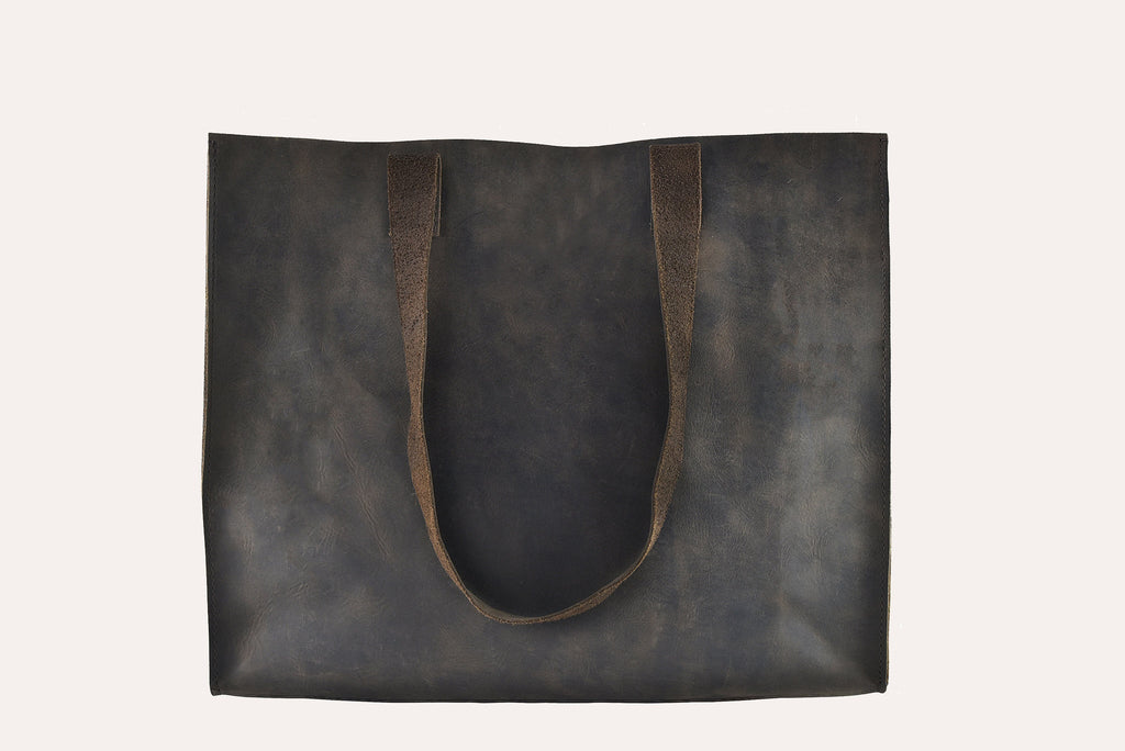 Tote bag in vera pelle, 100% fatta a mano