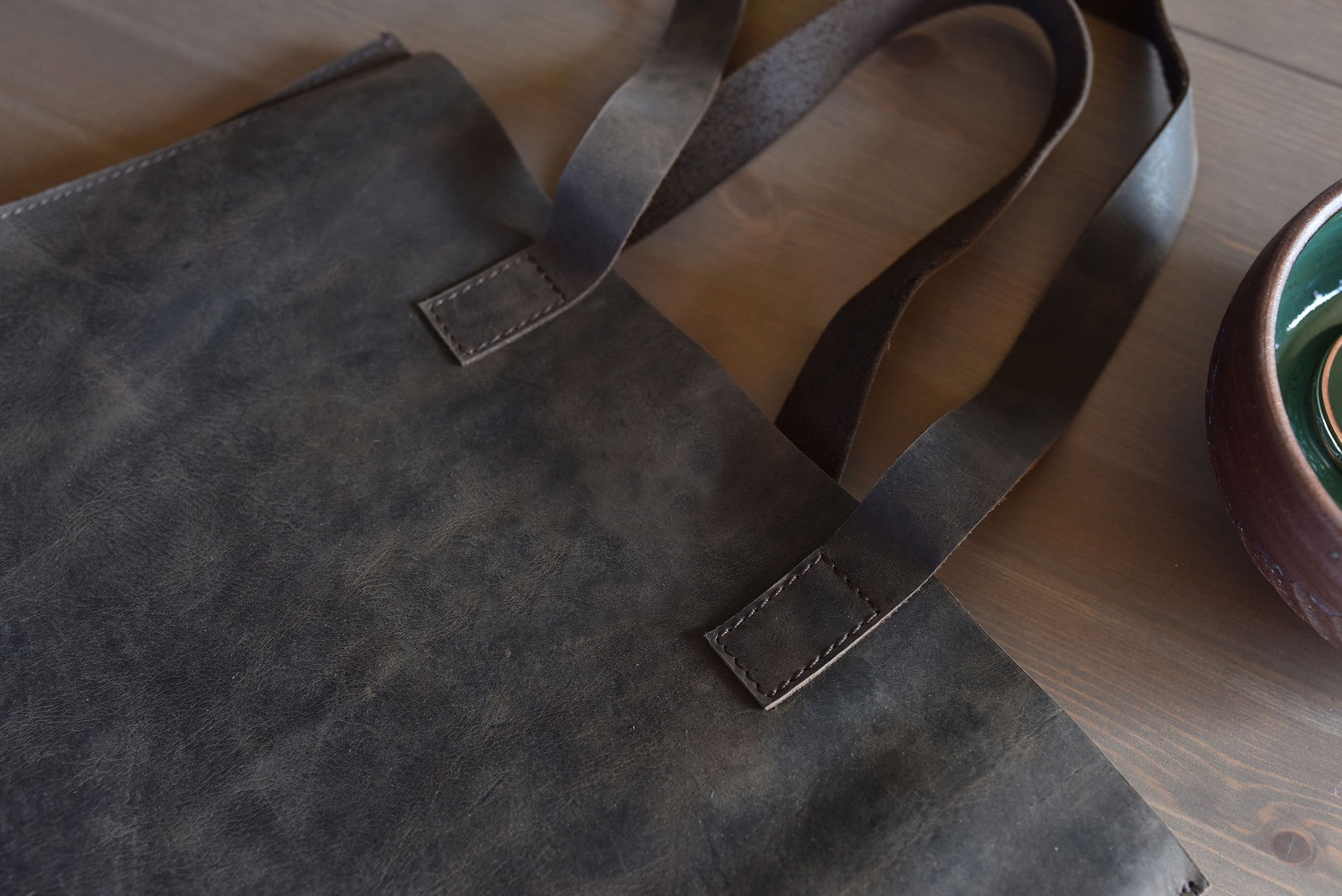 Tote bag in vera pelle, 100% fatta a mano